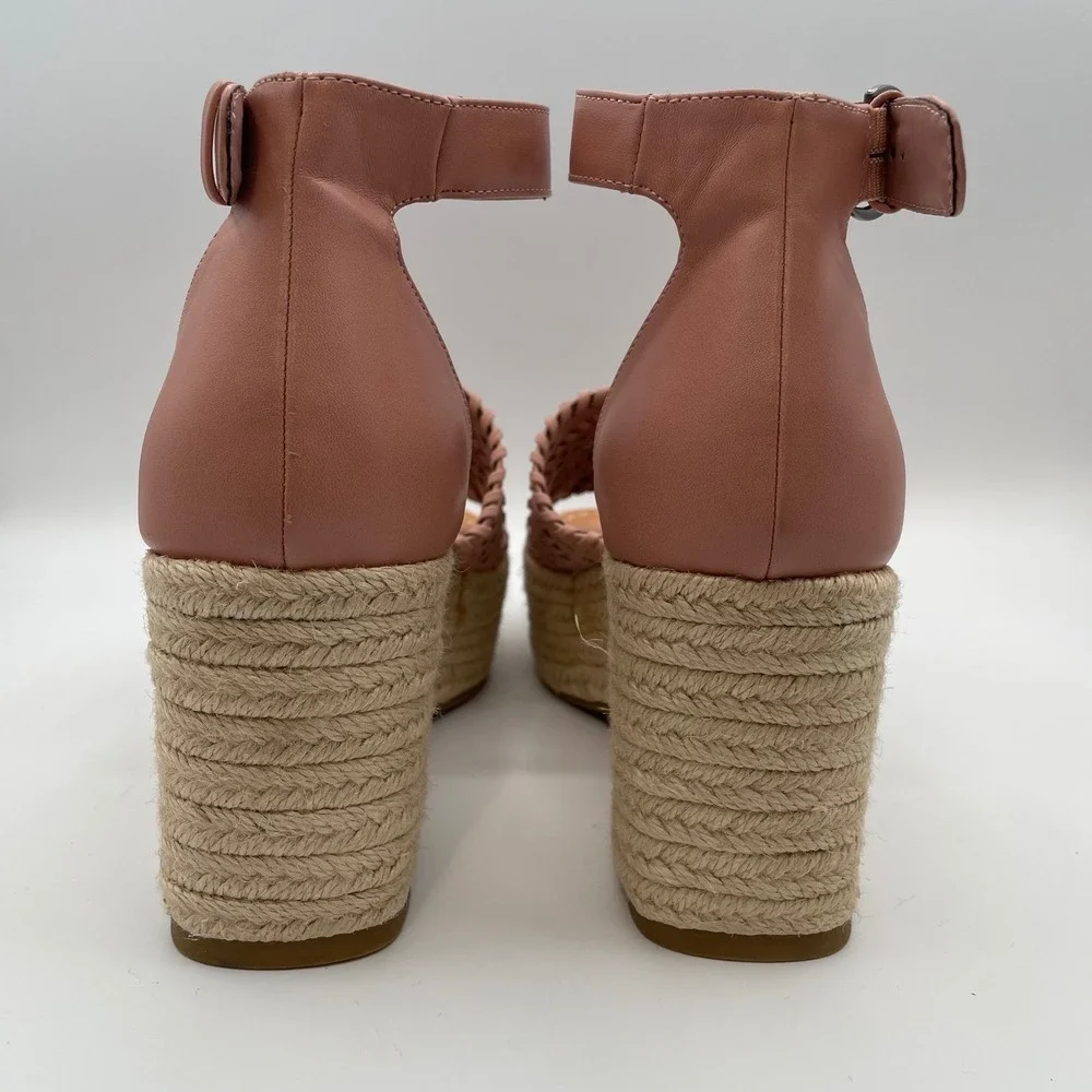 Indigo Rd Jordie Wedge Sandals‎ Pink Laser Cut Espadrille Womens 9 Boho Platform